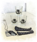 Memnoir Shotglasses, DogTags & Patches